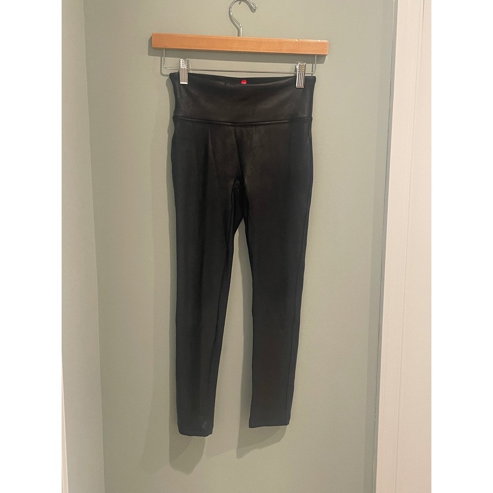 Spanx Faux Leather Leggings Black XS‎ TP High Waisted Ponte